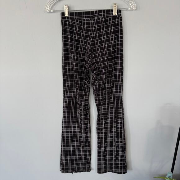 H&M Black & White Plaid Flare Leg Pull On Pants Girls Size 18 Preppy - Picture 2 of 7